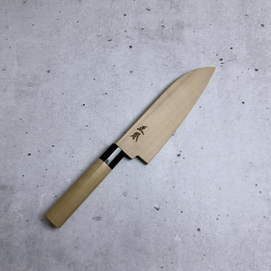 Masamoto KA Santoku 170mm - Aogami#2, Kurouchi (Wykończenie Kowalskie)