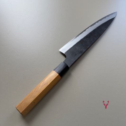 Morihei Hisamoto Gyuto 210mm - Shirogami#2, Kurouchi (Wykończenie Kowalskie)